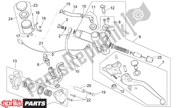 Alle onderdelen voor de Clutch Pump van de Aprilia RSV Mille 9 1000 1998 - 1999