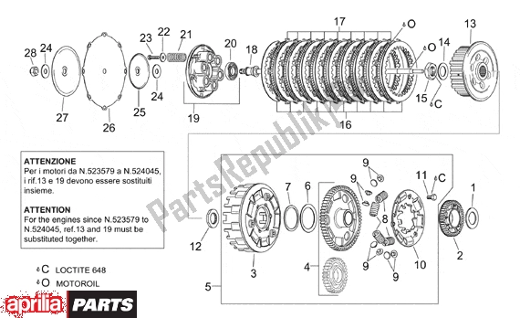 All parts for the Clutch of the Aprilia RSV Mille 9 1000 1998 - 1999