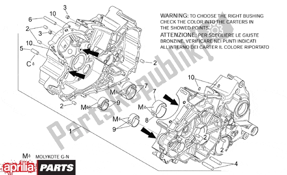 Tutte le parti per il Crankcases I del Aprilia RSV Mille 9 1000 1998 - 1999