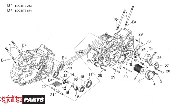 Toutes les pièces pour le Crankcases Ii du Aprilia RSV Mille 9 1000 1998 - 1999