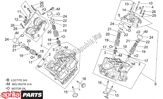 Wszystkie części do Cylinder Head And Valves Aprilia RSV Mille 9 1000 1998 - 1999