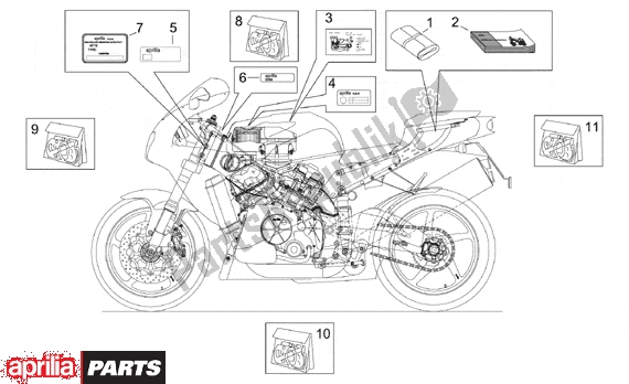 All parts for the Decal And Plate Set of the Aprilia RSV Mille 9 1000 1998 - 1999