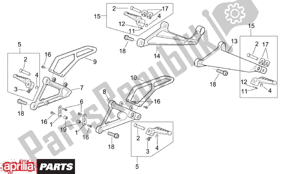 Tutte le parti per il Foot Rests del Aprilia RSV Mille 9 1000 1998 - 1999