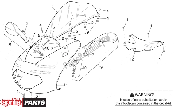 Todas las partes para Front Body Front Fairing de Aprilia RSV Mille 9 1000 1998 - 1999