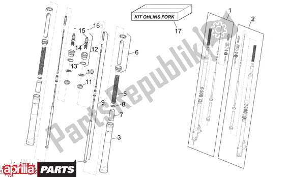 Tutte le parti per il Front Fork I del Aprilia RSV Mille 9 1000 1998 - 1999