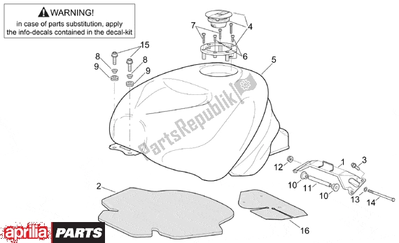 All parts for the Fuel Tank of the Aprilia RSV Mille 9 1000 1998 - 1999