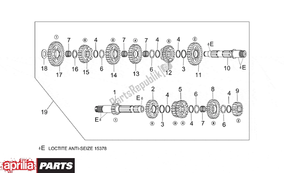 All parts for the Gear Box of the Aprilia RSV Mille 9 1000 1998 - 1999