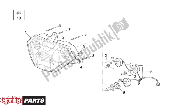 All parts for the Headlight of the Aprilia RSV Mille 9 1000 1998 - 1999