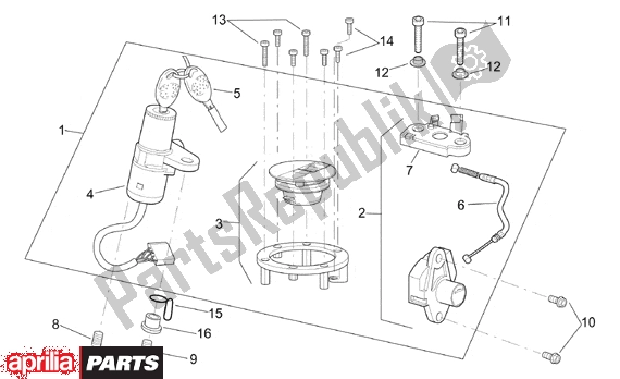 All parts for the Lock Hardware Kit of the Aprilia RSV Mille 9 1000 1998 - 1999