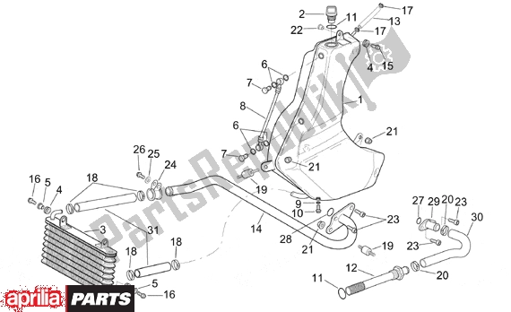 All parts for the Oil Tank of the Aprilia RSV Mille 9 1000 1998 - 1999