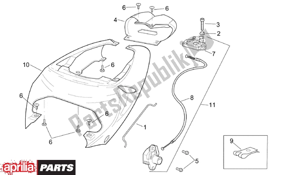 Alle onderdelen voor de Rear Body Rear Fairing van de Aprilia RSV Mille 9 1000 1998 - 1999