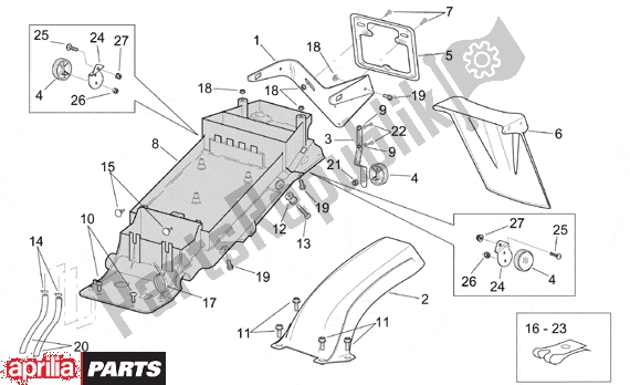 All parts for the Rear Body Undersaddle of the Aprilia RSV Mille 9 1000 1998 - 1999