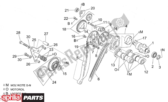 All parts for the Rear Cylinder Timing System of the Aprilia RSV Mille 9 1000 1998 - 1999