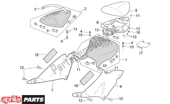 All parts for the Saddle of the Aprilia RSV Mille 9 1000 1998 - 1999
