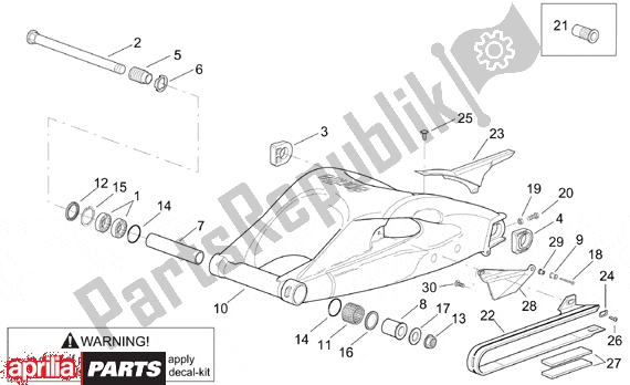 All parts for the Swing Arm of the Aprilia RSV Mille 9 1000 1998 - 1999