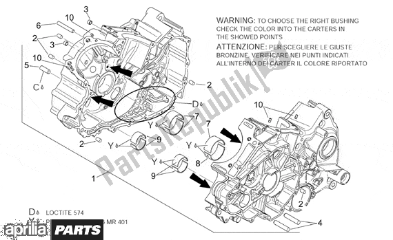 Alle onderdelen voor de Crankcases I van de Aprilia RSV Mille R Factory Dream 397 1000 2004 - 2006