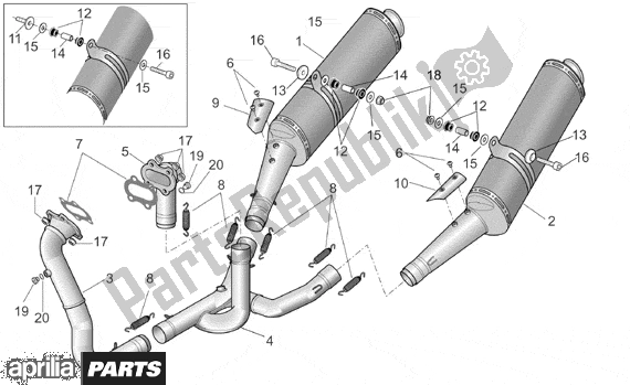 All parts for the Exhaust Pipe of the Aprilia RSV Mille R Factory Dream 397 1000 2004 - 2006
