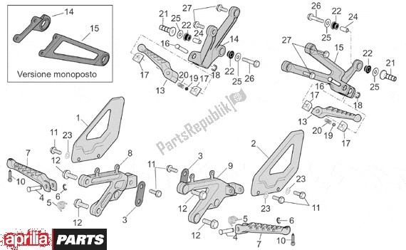 Todas as partes de Foot Rests do Aprilia RSV Mille R Factory Dream 397 1000 2004 - 2006