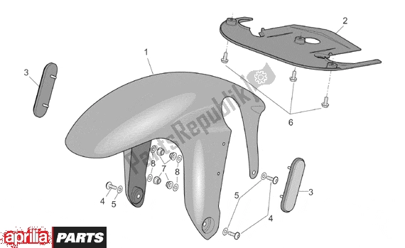 Alle onderdelen voor de Front Body Front Mudguard van de Aprilia RSV Mille R Factory Dream 397 1000 2004 - 2006