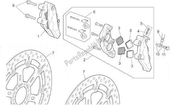 Todas as partes de Front Brake Caliper I do Aprilia RSV Mille R Factory Dream 397 1000 2004 - 2006