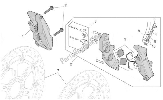 Alle onderdelen voor de Front Brake Caliper Ii van de Aprilia RSV Mille R Factory Dream 397 1000 2004 - 2006