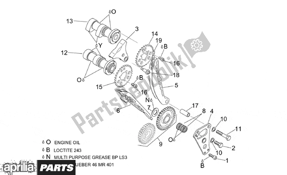 All parts for the Front Cylinder Timing System of the Aprilia RSV Mille R Factory Dream 397 1000 2004 - 2006