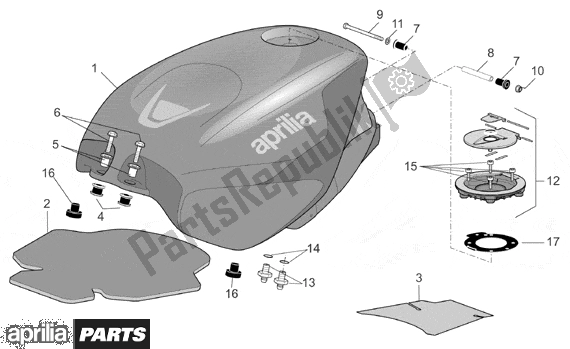 Alle onderdelen voor de Fuel Tank van de Aprilia RSV Mille R Factory Dream 397 1000 2004 - 2006