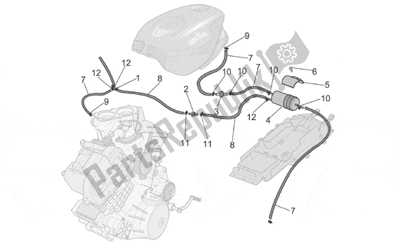 Todas as partes de Fuel Vapour Recover System do Aprilia RSV Mille R Factory Dream 397 1000 2004 - 2006