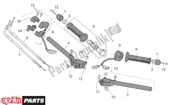 Wszystkie części do Handlebar Controls Aprilia RSV Mille R Factory Dream 397 1000 2004 - 2006