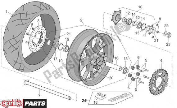 Alle onderdelen voor de Rear Wheel Factory Dream van de Aprilia RSV Mille R Factory Dream 397 1000 2004 - 2006