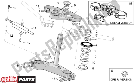 All parts for the Steering of the Aprilia RSV Mille R Factory Dream 397 1000 2004 - 2006