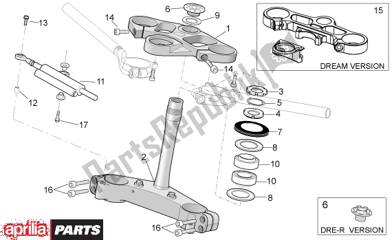 Tutte le parti per il Steering del Aprilia RSV Mille R Factory Dream 397 1000 2004 - 2006