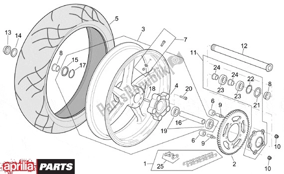 All parts for the Achterwiel St Rs of the Aprilia RSV Tuono R 395 1000 2002 - 2005