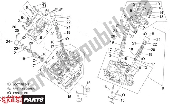 Alle Teile für das Cilinderkop Ventielen des Aprilia RSV Tuono R 395 1000 2002 - 2005