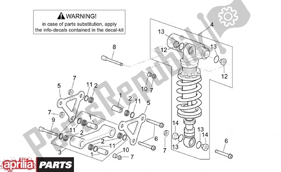 All parts for the Rear Shock Absorber of the Aprilia RSV Tuono R 395 1000 2002 - 2005