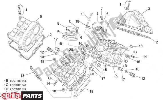 All parts for the Ventieldeksel of the Aprilia RSV Tuono R 395 1000 2002 - 2005