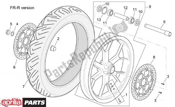 All parts for the Voorwiel R Rf of the Aprilia RSV Tuono R 395 1000 2002 - 2005