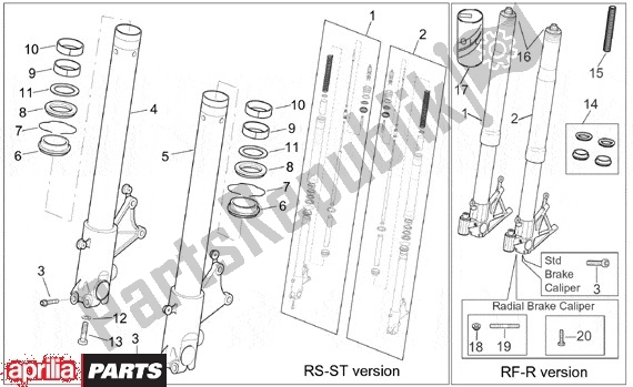 Toutes les pièces pour le Voorwielvork Ii du Aprilia RSV Tuono R 395 1000 2002 - 2005