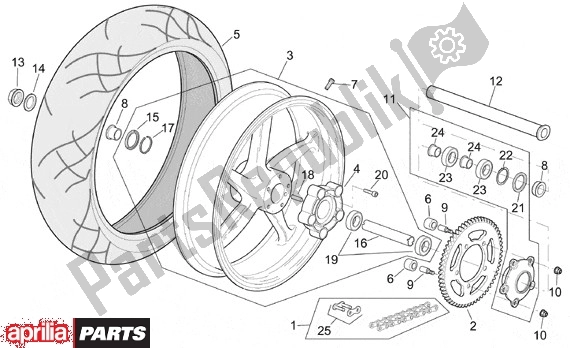 Todas as partes de Roda Traseira do Aprilia RSV Mille SP 391 1000 1999 - 2000