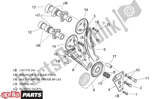 Alle onderdelen voor de Cilinderbesturing Voor van de Aprilia RSV Mille SP 391 1000 1999 - 2000