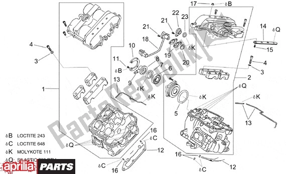 All parts for the Cylinder Head I of the Aprilia RSV Mille SP 391 1000 1999 - 2000