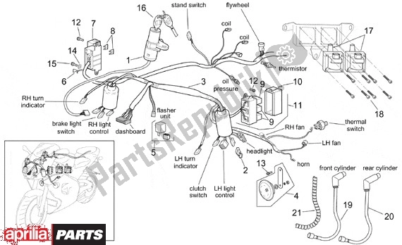 All parts for the Elektrische Installatie I of the Aprilia RSV Mille SP 391 1000 1999 - 2000