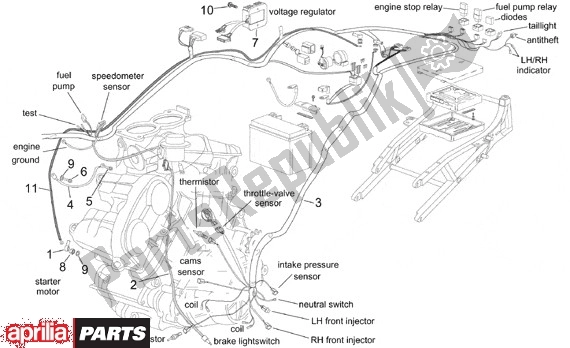 Alle onderdelen voor de Elektrische Installatie Ii van de Aprilia RSV Mille SP 391 1000 1999 - 2000