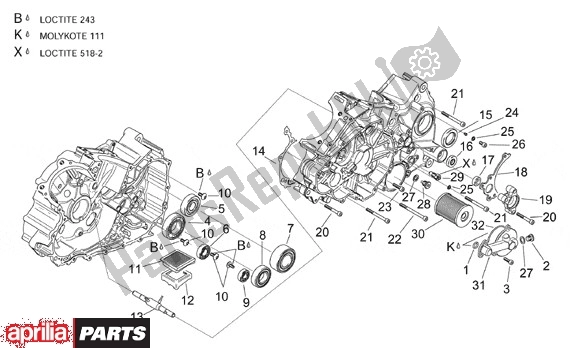 Alle onderdelen voor de Oliefilter van de Aprilia RSV Mille SP 391 1000 1999 - 2000