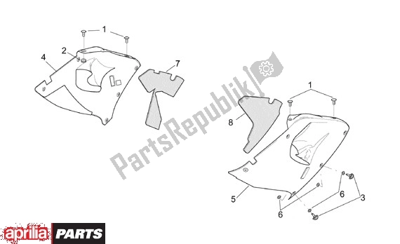 Alle onderdelen voor de Verkleding Boven van de Aprilia RSV Mille SP 391 1000 1999 - 2000