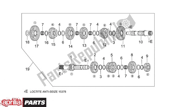 Alle onderdelen voor de Versnellingsbak van de Aprilia RSV Mille SP 391 1000 1999 - 2000