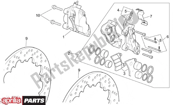 Todas as partes de Voorwielremklauw do Aprilia RSV Mille SP 391 1000 1999 - 2000