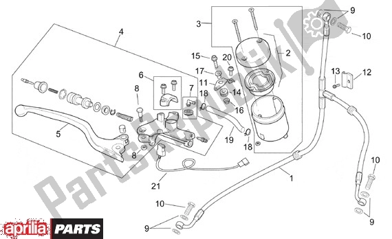 Alle onderdelen voor de Voorwielrempomp van de Aprilia RSV Mille SP 391 1000 1999 - 2000