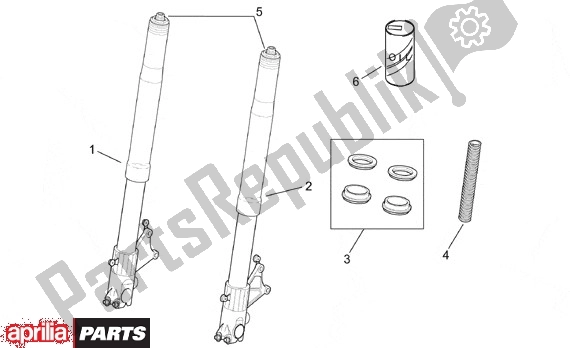 All parts for the Voorwielvork of the Aprilia RSV Mille SP 391 1000 1999 - 2000