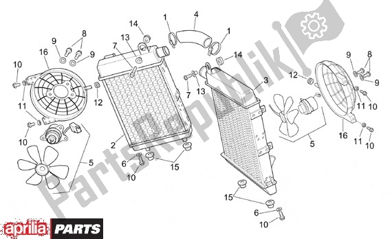 All parts for the Water Cooler of the Aprilia RSV Mille SP 391 1000 1999 - 2000